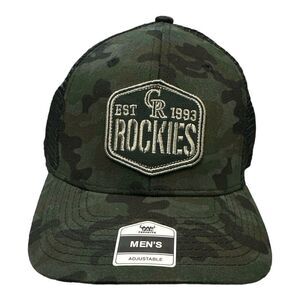 Genuine Merchandise Men's MLB Trucker Snapback Baseball Hat - Camo/Rockies
